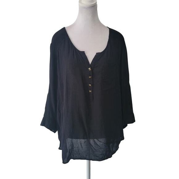 Torrid Size 2 Sheer Popover Bronze Stud Blouse lightweight v-neck chiffon glam - Picture 1 of 9